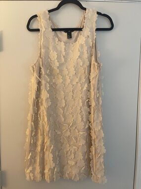 H&M Cream Floral Appliqué Sleeveless Mini Dress